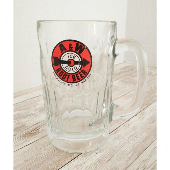 A&W Root Beer Glass Mug Vintage Collectible 1948 Red & Black Bulls Eye Logo 6” - Picture 1 of 11